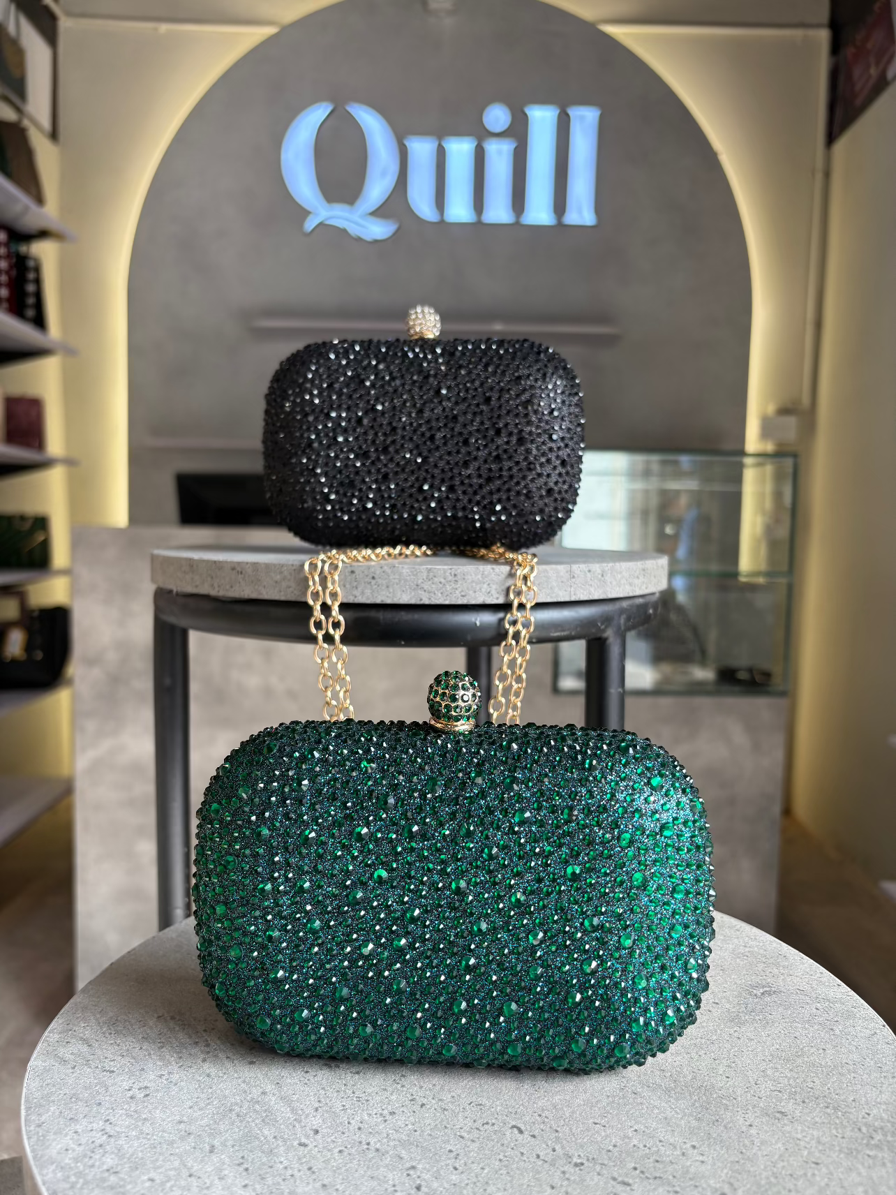 Emerald Water Diamond Clutch - Quill