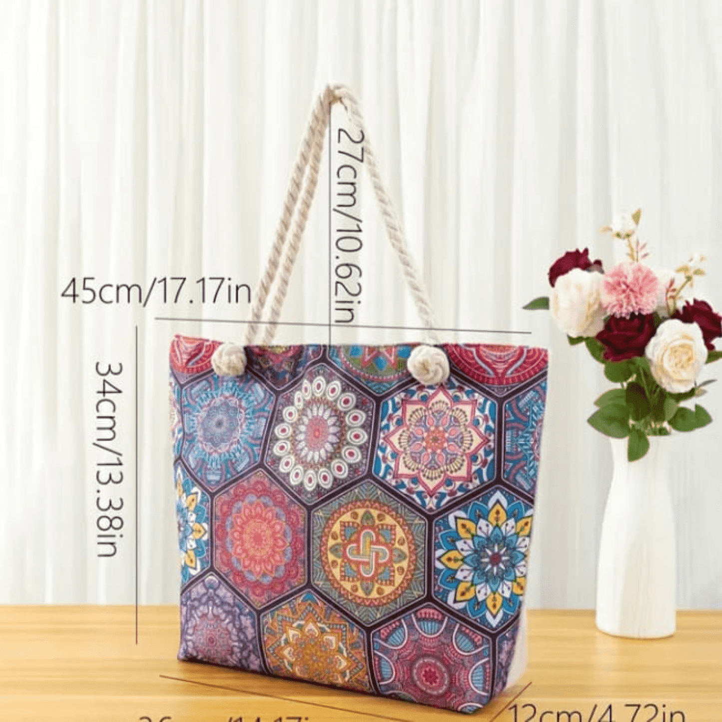 Geometric Pattern Fashion Canvas Bag - Quill