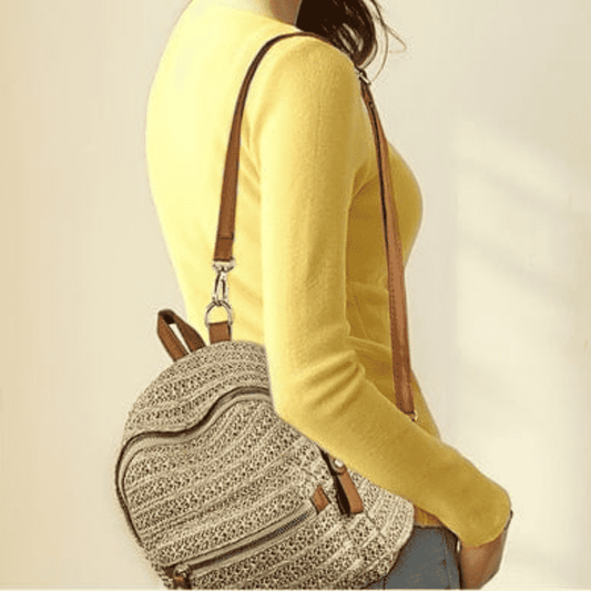 Khaki Straw Backpack - Quill